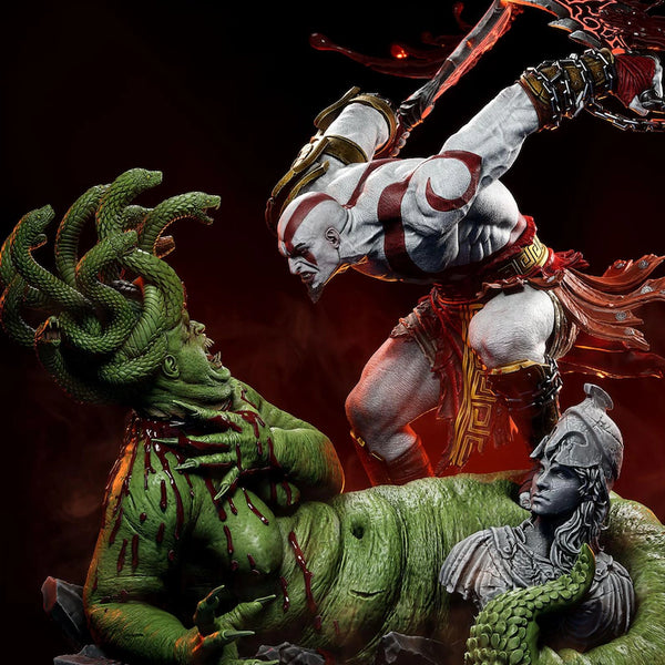 God of War: Kratos vs. Medusa – The Epic Greek Mythology Battle 3D Statue