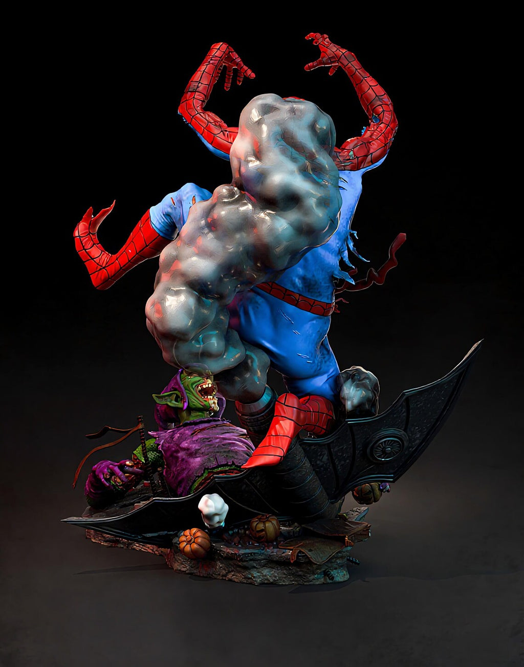 Zombie Spider-Man vs Lizard – Premium 3D Collectible Statue | Horror Superhero Display Figure