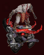 Statue de collection God of War Kratos vs Dark Elf – Figurine diorama de bataille épique