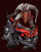 Statue de collection God of War Kratos vs Dark Elf – Figurine diorama de bataille épique