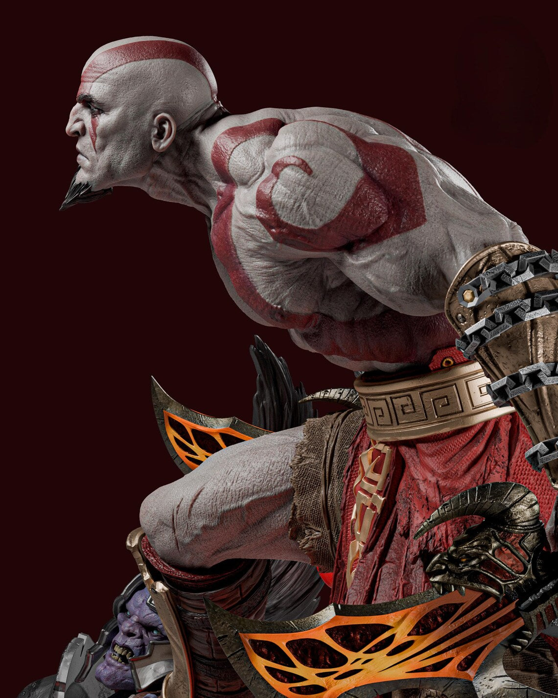 Statue de collection God of War Kratos vs Dark Elf – Figurine diorama de bataille épique