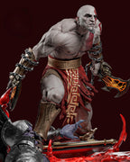 Statue de collection God of War Kratos vs Dark Elf – Figurine diorama de bataille épique