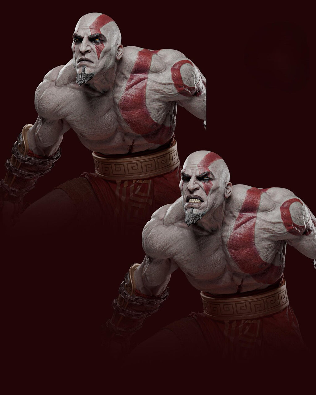 Statue de collection God of War Kratos vs Dark Elf – Figurine diorama de bataille épique
