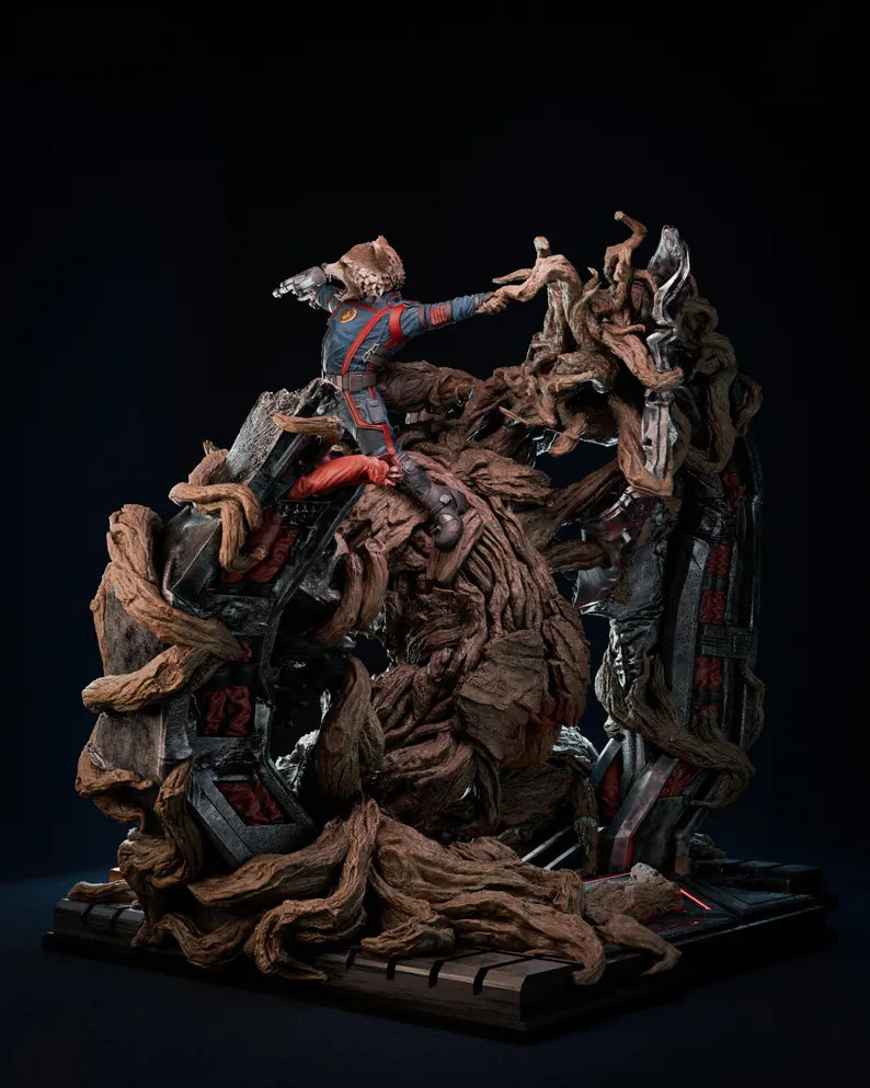 Groot & Rocket Raccoon Ultimate Battle Diorama – Collectible Figure Model