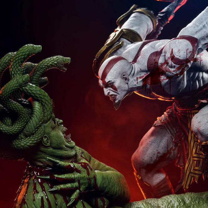 God of War: Kratos vs. Medusa – The Epic Greek Mythology Battle 3D Statue