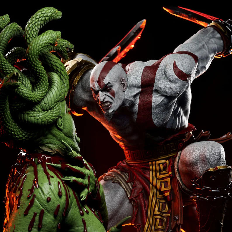 God of War: Kratos vs. Medusa – The Epic Greek Mythology Battle 3D Statue